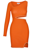 Cut Out Pearl Mini Dress